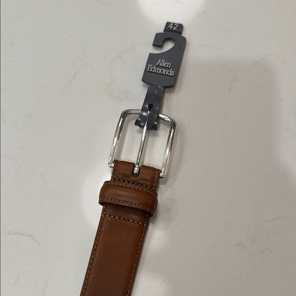 Allen Edmonds Men's Brown/Caramel Leather Belt 42